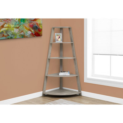 Versatile And Stylish Bookshelf Bookcase Etagere Corner 4 Tier 60 Inch Office Bedroom Laminate Contemporary Modern