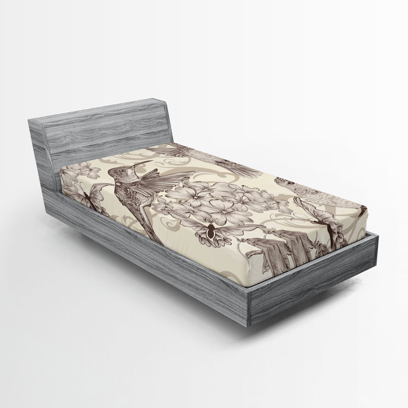 Ensemble de 2 draps-housses pour colibris Ambesonne, Drap-housse de taille simple