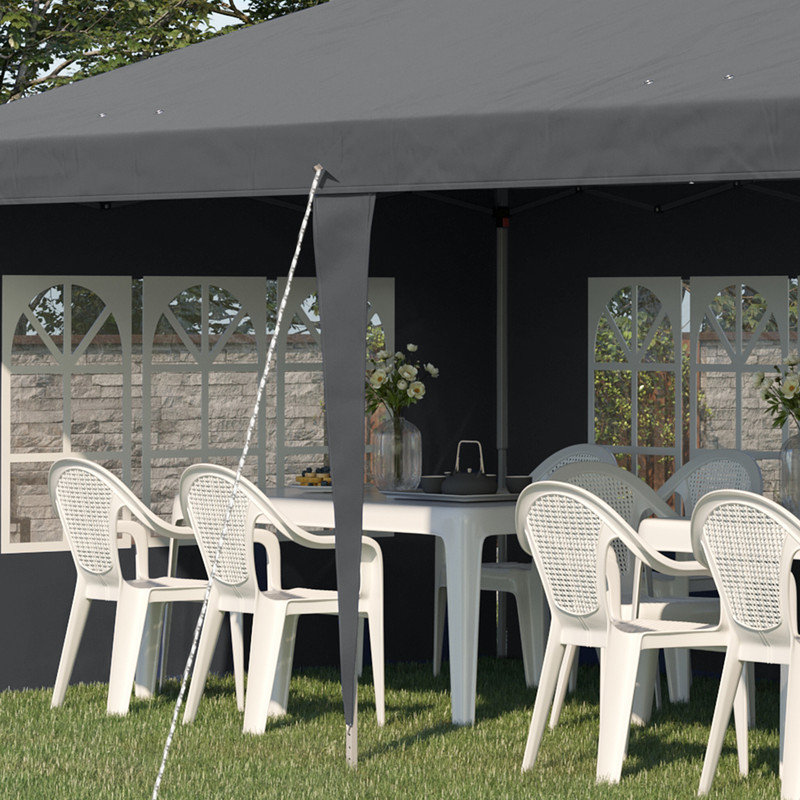 3 x 6m Pop-Up Gazebo with Removable Side Panels and Storage Bag, Grey