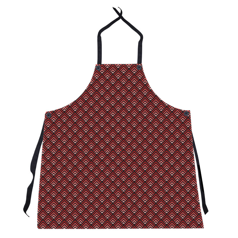 Tablier de motif géométrique classique, Noir / Rouge / Blanc