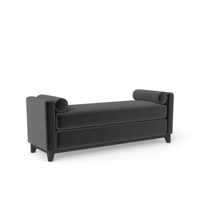 66.34" Sherpa Fleece Upholstered Bench, Black, Black