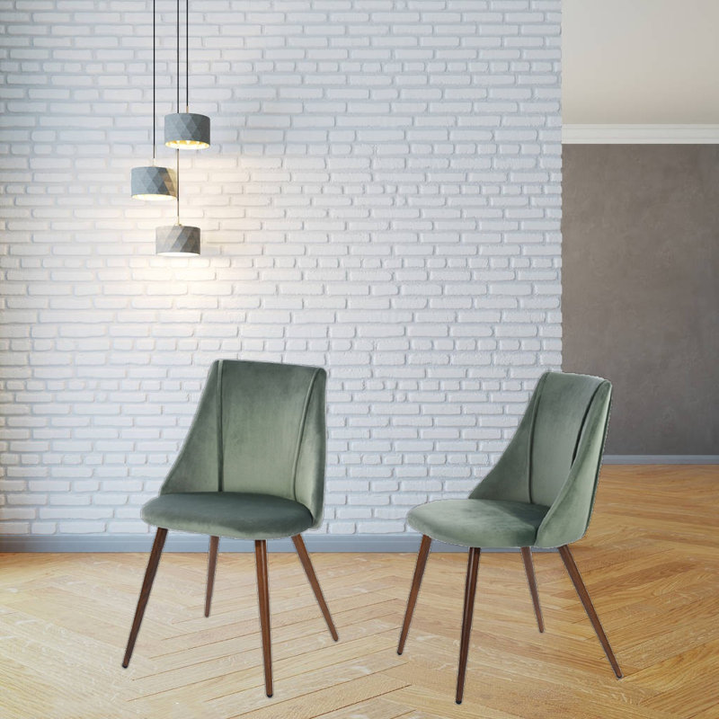 Benbrook Upholstered Kitchen Dining Side Chairs with Metal Legs for Living, Bedroom, Restaurant, Dark Brown, Velvet Cactus 