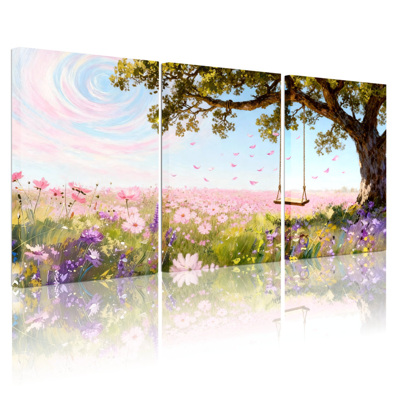 Ensemble de 3 reproductions d'art sur toile, H 18 po x l 36 po