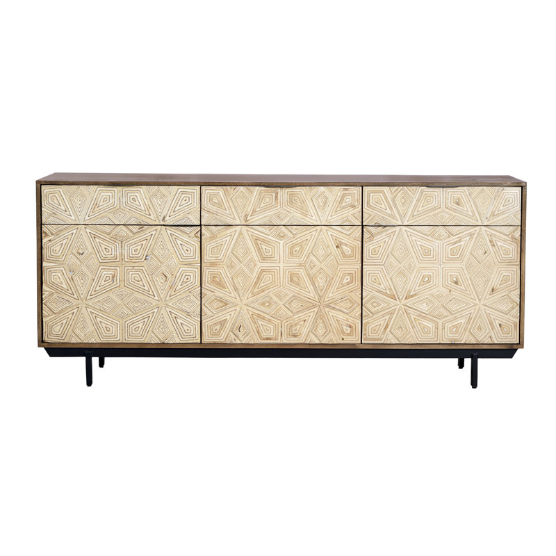 Manheim 182 Cm Wide 3 Drawer Mango Solid Wood Sideboard