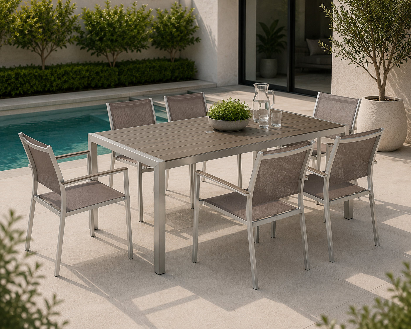 Devan 71 " Patio Dining Table, Silver, Gray