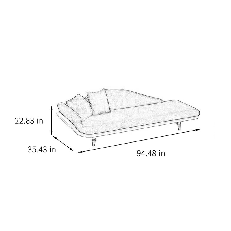 Chaise longue simple, élégante, décontractée, simple et moderne, Blanc cassé / bleu, Orienté à gauche (vu de face)