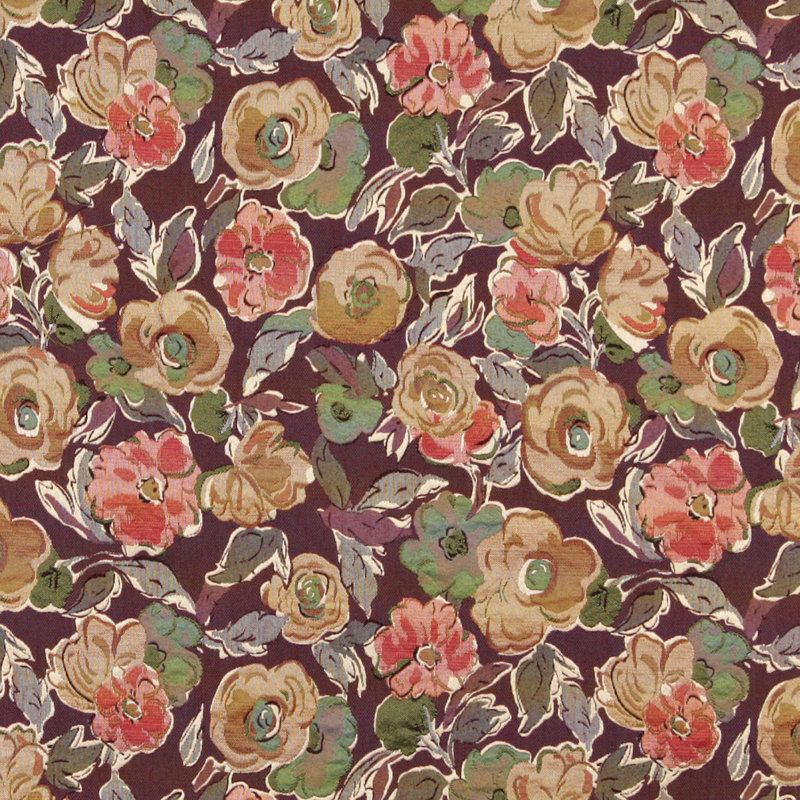 Tissu floral, Brun / Vert