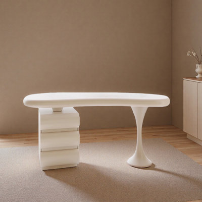 Durable French-style White Storage Computer Desk