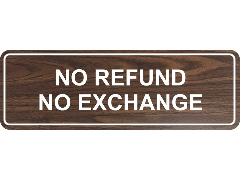 Signe standard sans remboursement ni échange (or noir) - grand, H 1 po x l 9 po x P 3 po, Noyer