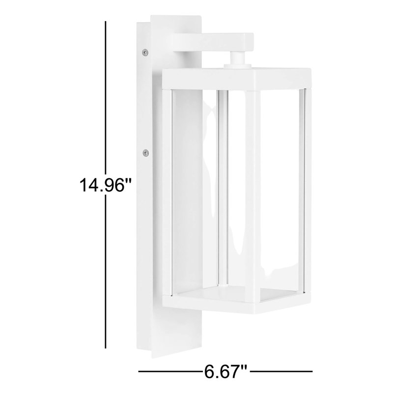 Applique murale d'extérieur avec abat-jour en aluminium et abat-jour en verre de style moderne, Blanc
