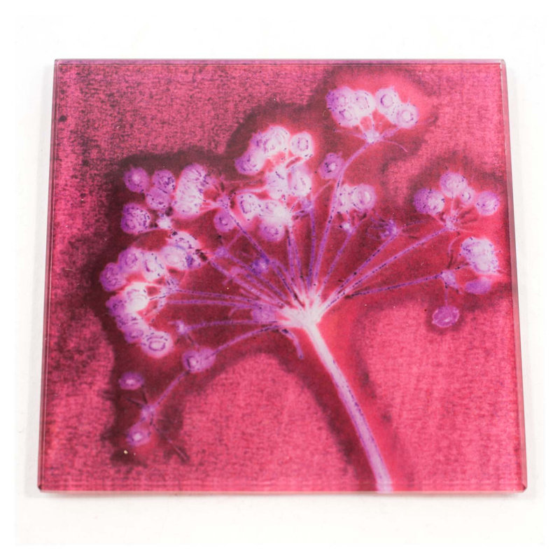 Glass Square 1 Piece Coaster, Pink