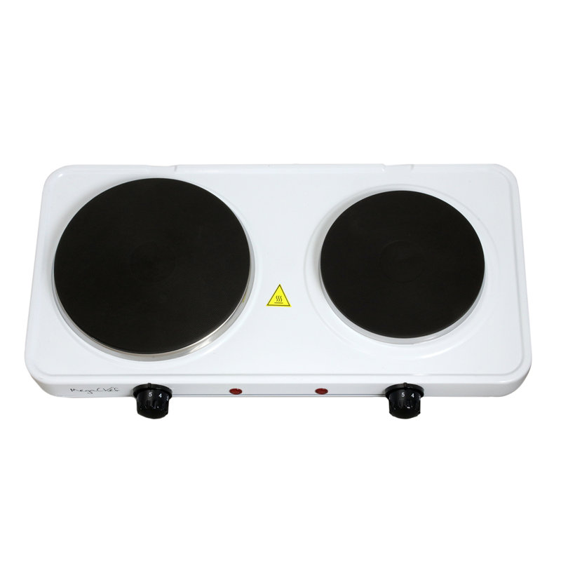 MegaChef White Dual Burner Portable Electric Cooktop