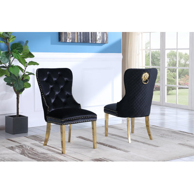Chaise de salle à manger en velours 2 pièces Deprise Leo