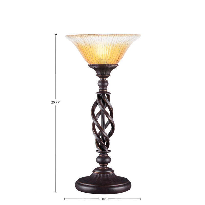 Lampe d'appoint Eleganté montrée en granit foncé avec verre cristal 10 po, Champagne or