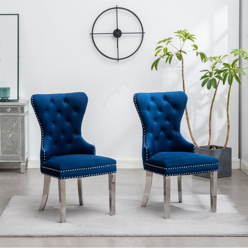 Chaise de salle à manger rembourrée Izzabelle, Bleu