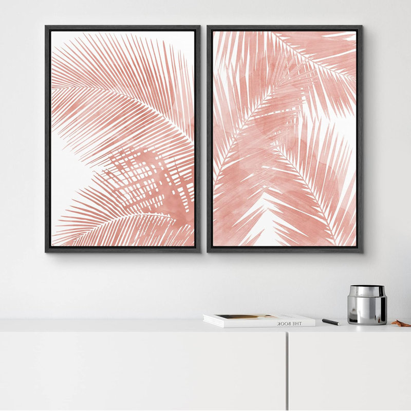 «Mid-Century Geometric Ring», 2 pièces sur toile, Cadre noir, H 24 po x l 36 po