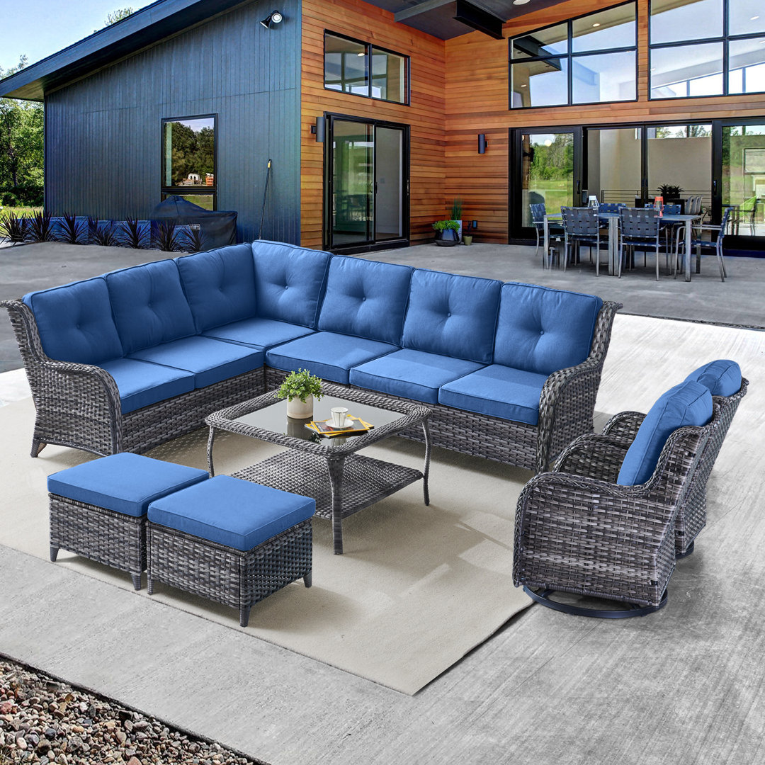 Schutt 8 Person Outdoor Sectional Seating Group with Cushions Red Barrel Studio® 