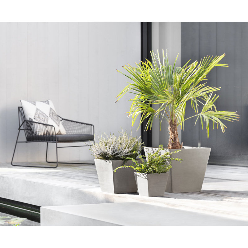Taupe Recycled Plastic Square Indoor/Outdoor Planter, 8"