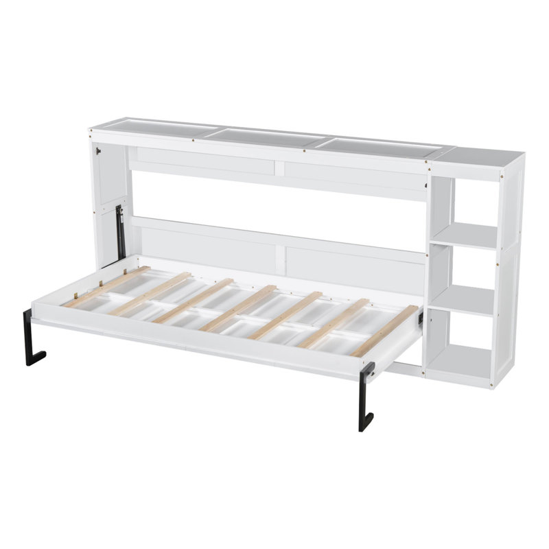 Murphy Bed with Bookshelf, Twin, White