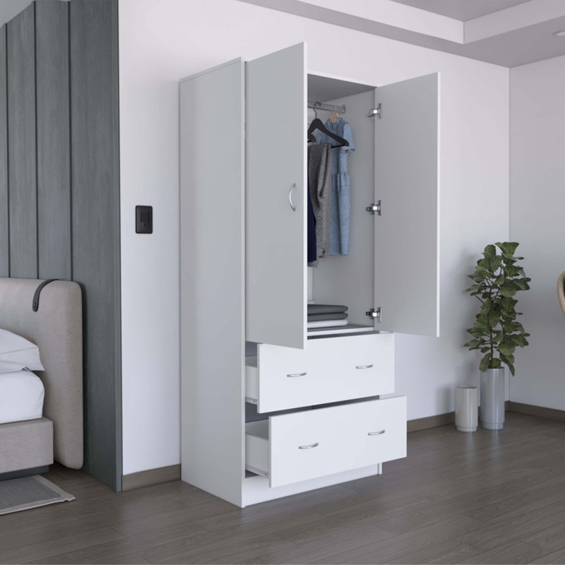 Armoire Taly avec portes doubles, Blanc