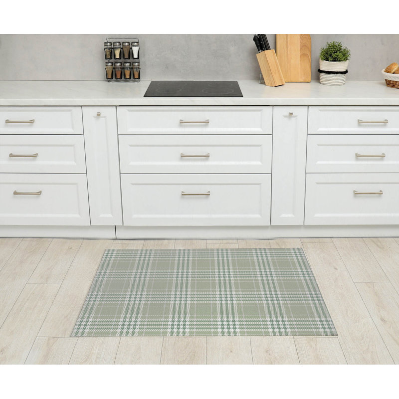 Diano Plaid Kitchen Mat, Rectangle 3' x 5', Green