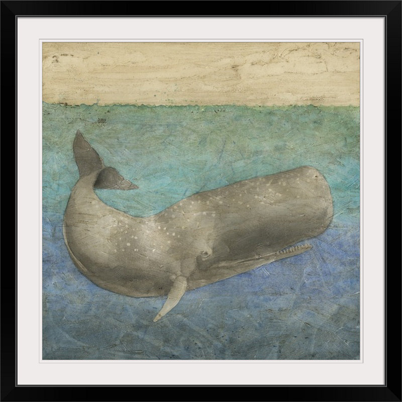 « ii » megan meagher, reproduction d’art Diving Whale, Cadre noir, H 32 po x l 32 po x P 1 po