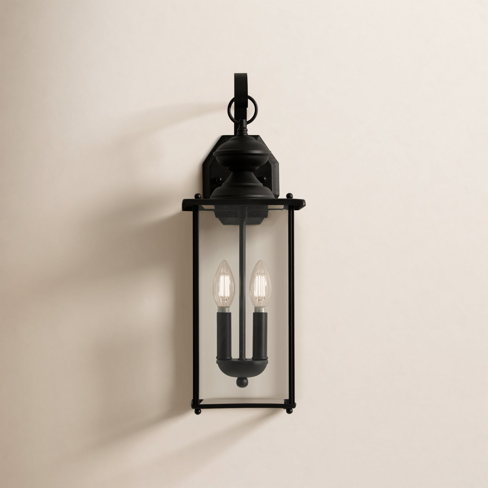 Tiernan 2 Light Outdoor Wall Light, Black, No