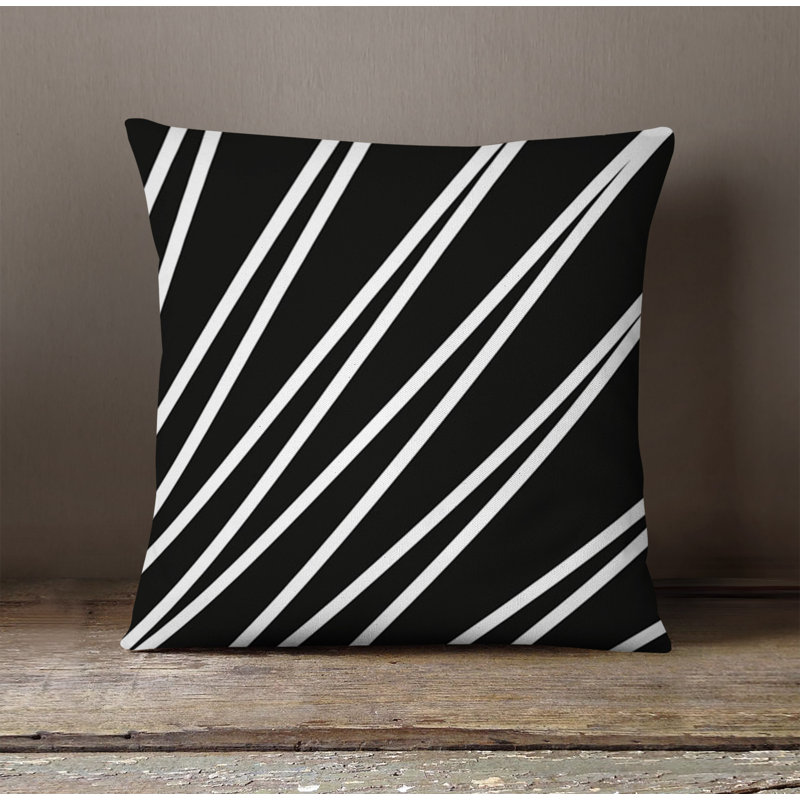 Throw Pillow With Insert, Black/White Striped 6, 20"H x 20"W