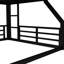 Lit superposé noir complet en métal, équipé d'une structure, de barrières de sécurité de longueur et d'une fabrication silencieuse, pour les chambres d'amis dans les pavillons de chasse, lit triple noir, avec structure robuste, minimisant-118929359-118929358