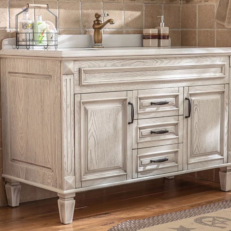 Meuble-lavabo sur pied American Retro, H 31,5 po x l 51,2 po x P 21,7 po, Blanc cassé