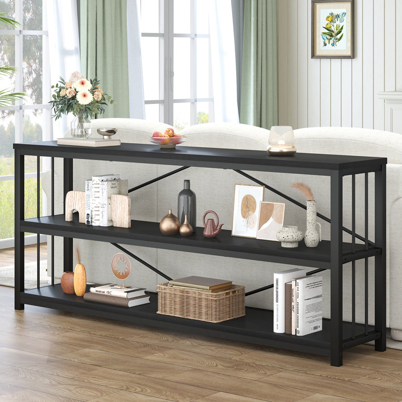 Makowski Console Table, 30" H x 70" W x 13.4" D, Black Oak