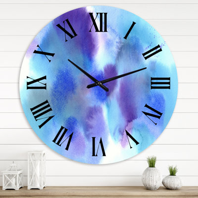 Bleu et violet Cloudscape - horloge murale moderne