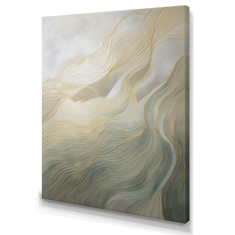 «Gold and Gray Line Art In Motion I», impression sur toile or et gris I Motion, H 20 po x l 12 po x P 1 po, Toile tendue