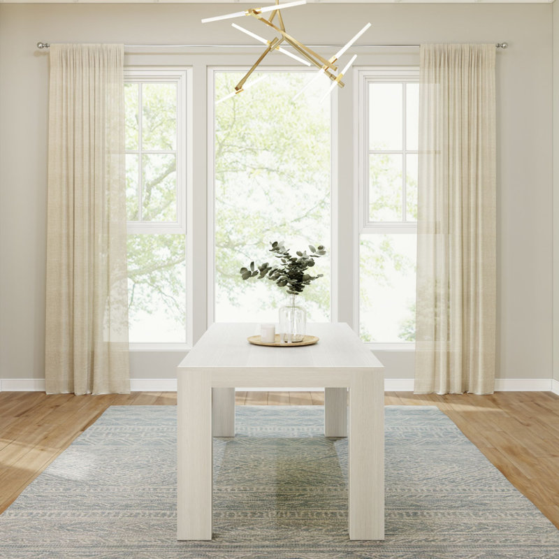 Chalonda Pine Solid Wood Dining Table, White Wirebrush, 35.8" W x 72.25" L 