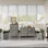 L'ensemble de chambre à coucher 4 pièces 4 pièces comprend une commode 8 tiroirs, une commode haute 6 tiroirs et 2 tables de chevet, gris