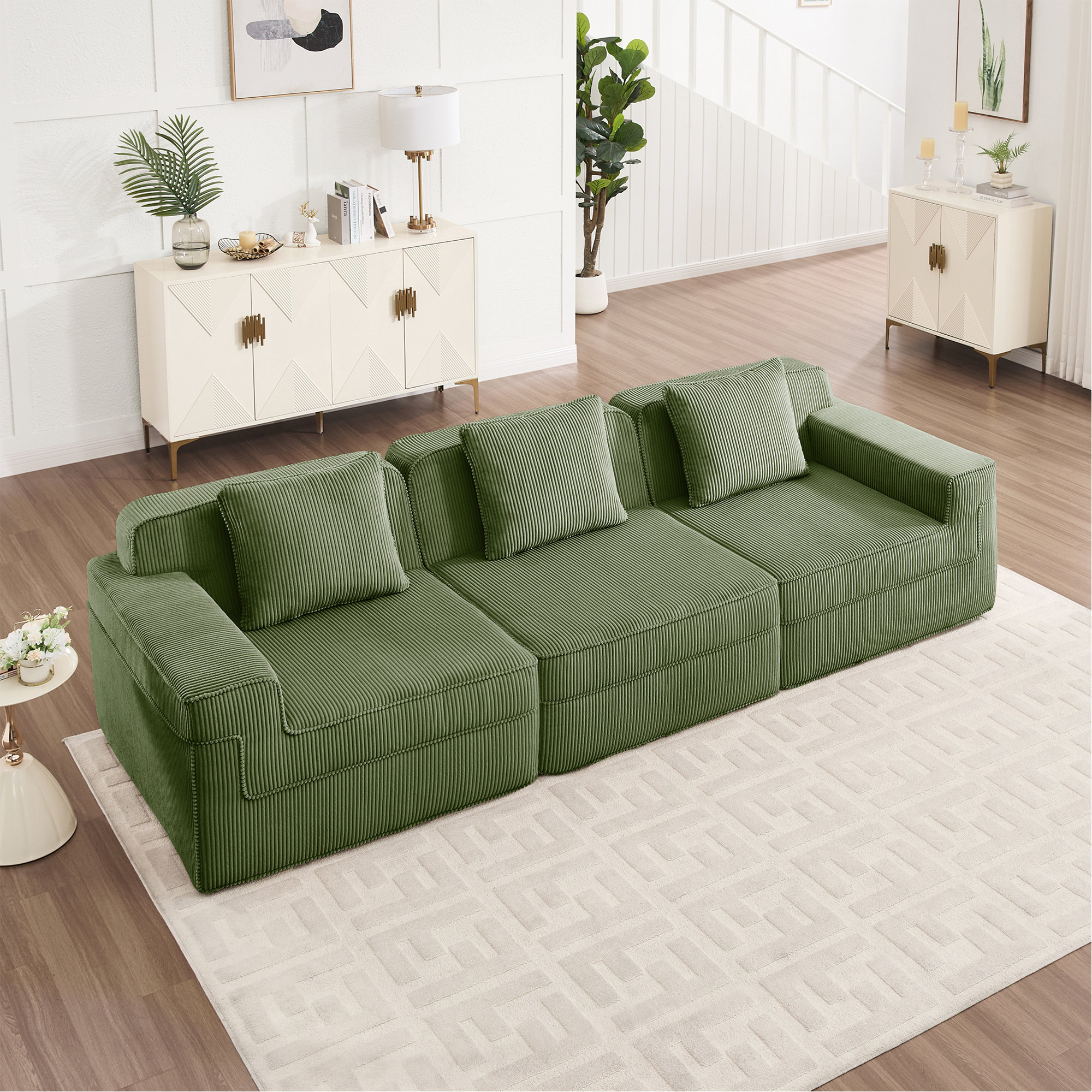 Wrought Studio Modular 3 Seat Boneless Sofa, Cloud Sectional Couch With ...