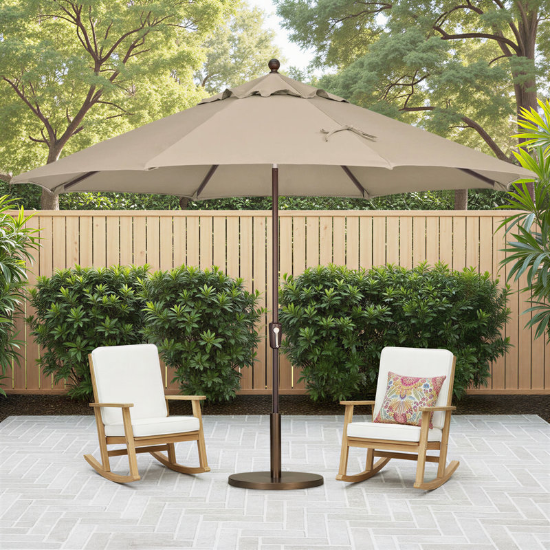 Parasol incliné à bouton-poussoir 11 'Laonceston, Beige antique, Bronze