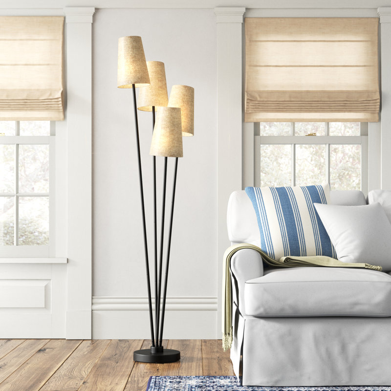 Pierre 68'' Traditional Floor Lamp, Black, Light Brown