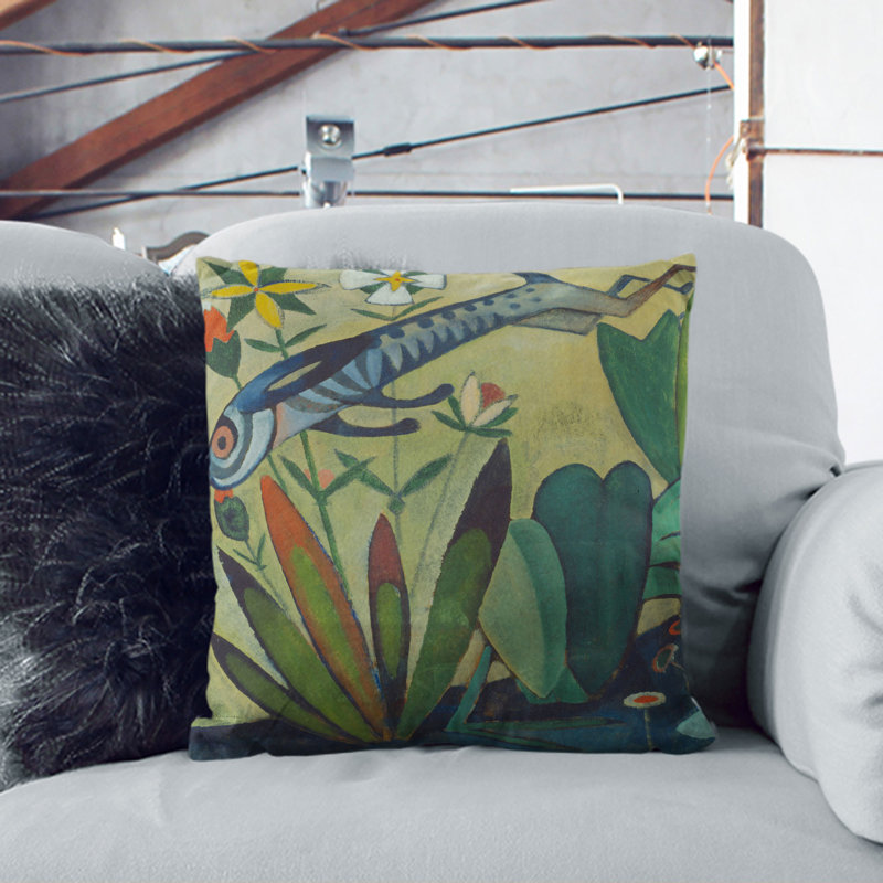 Leap Of The Rabbit Square Throw Cushion, Stone, 40cm H x 40cm W x 15cm D