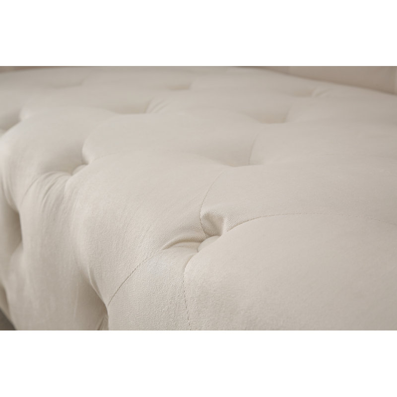 Ossett 87.4'' Velvet Sofa, Beige/Tan Velvet