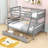 2 Drawers Twin Over Full Bunk Bed With Guardrails, Can Be Split Into 2 Individual Beds-1207764228