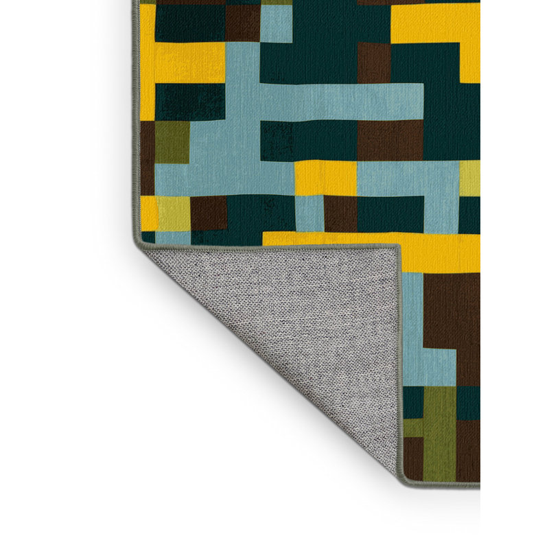 Bordered Blocks Rug, Rectangle 2' x 3'