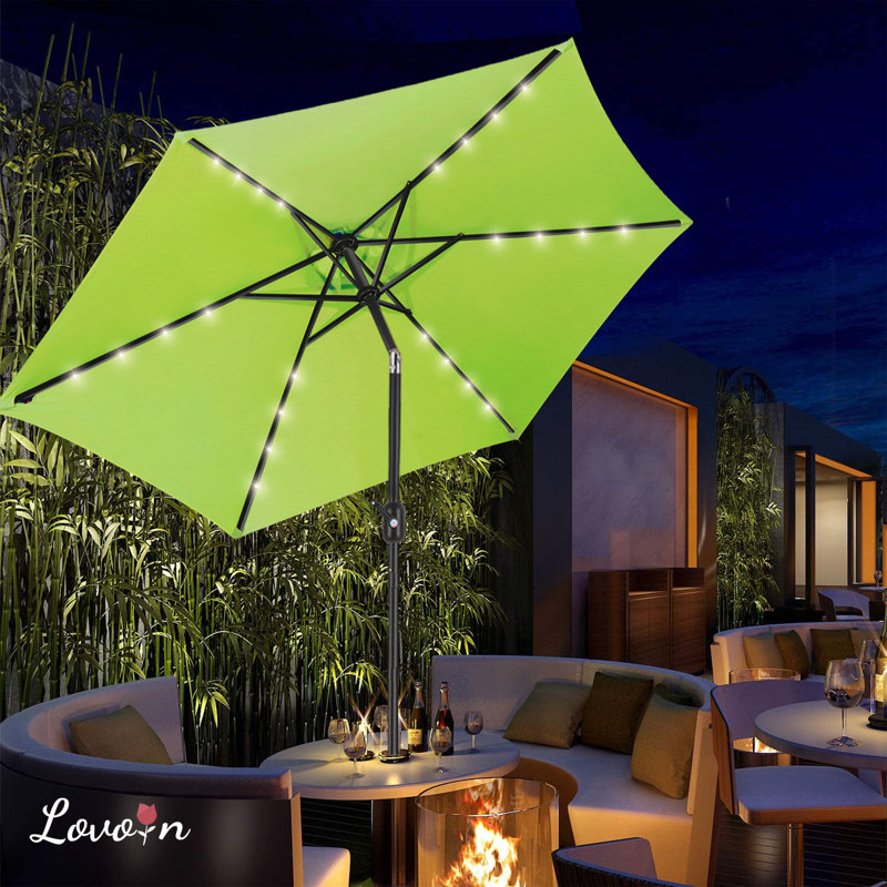 Parasol de marché lumineux Boxwell, Vert pomme, H 98,4 po x l 90 po x P 90 po