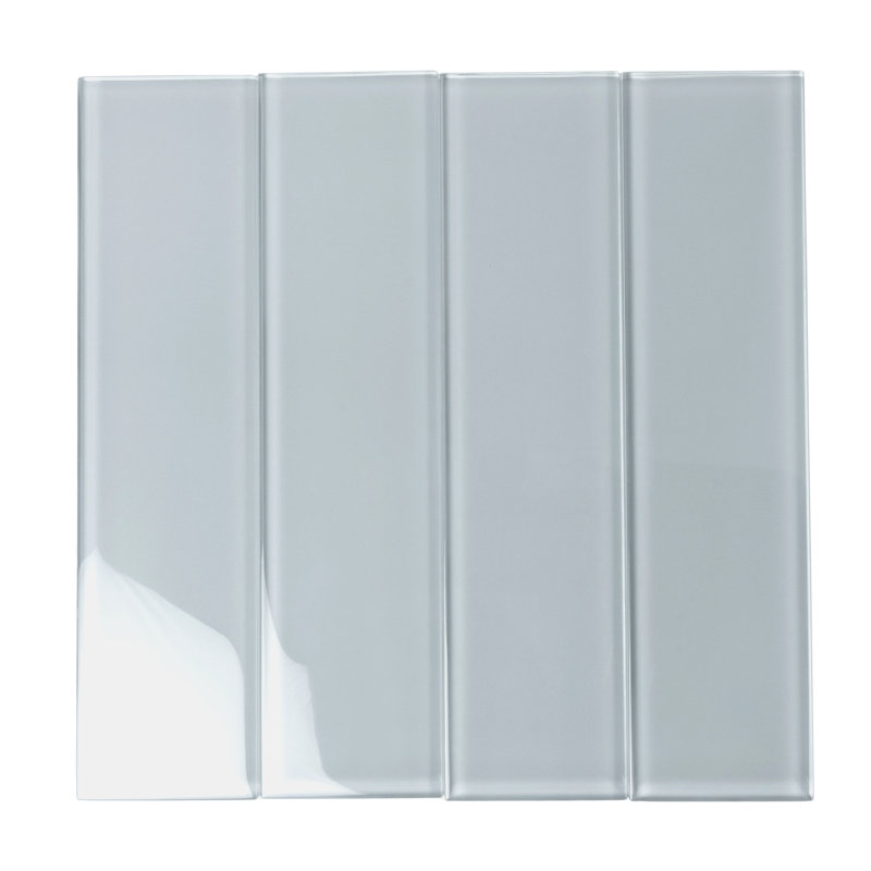 3'' x 12'' Glass Subway Wall Tile, Gray