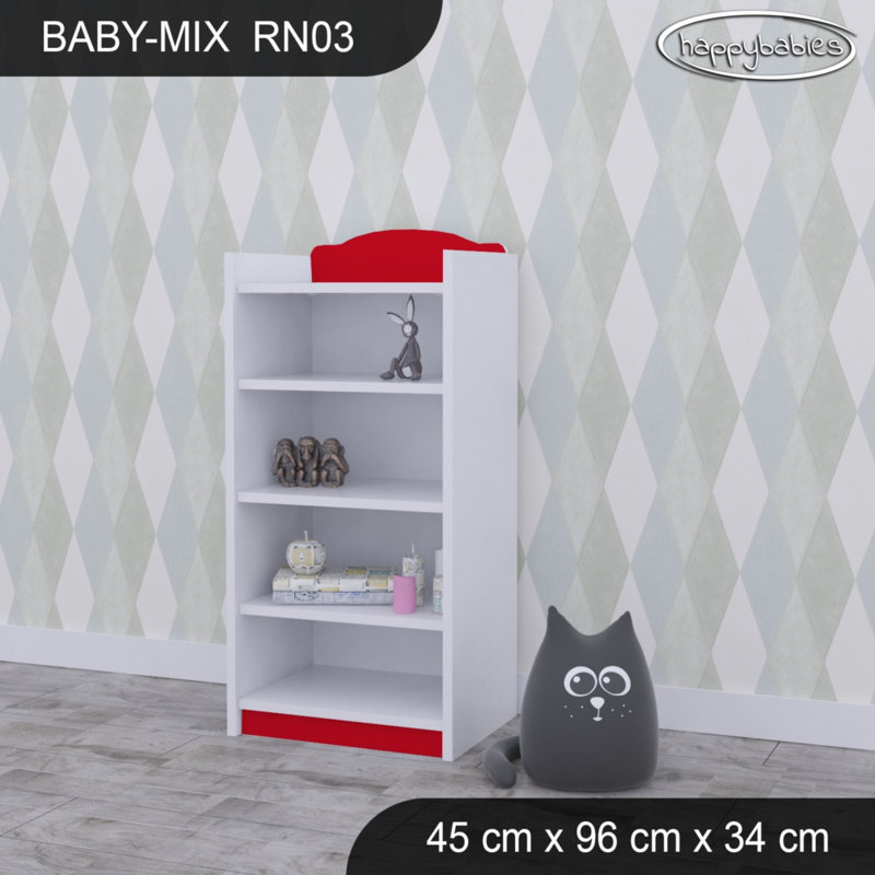 96cm H Kids Cube, 96cm H x 45cm W x 34cm D, White/Red