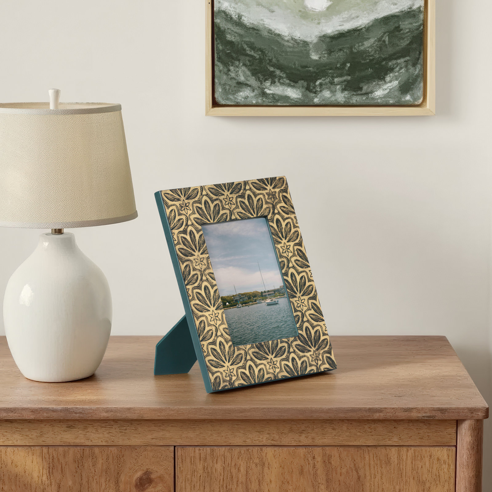Lila Leather Embossed Picture Frame