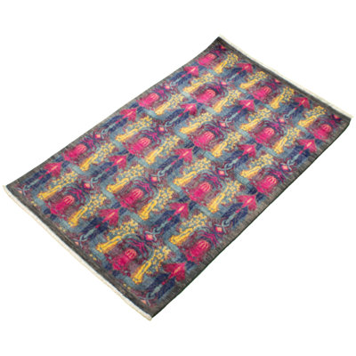 Tapis unique en laine noué à la main 4 pi x 6 pi 5 po gris nouvel âge Lahore