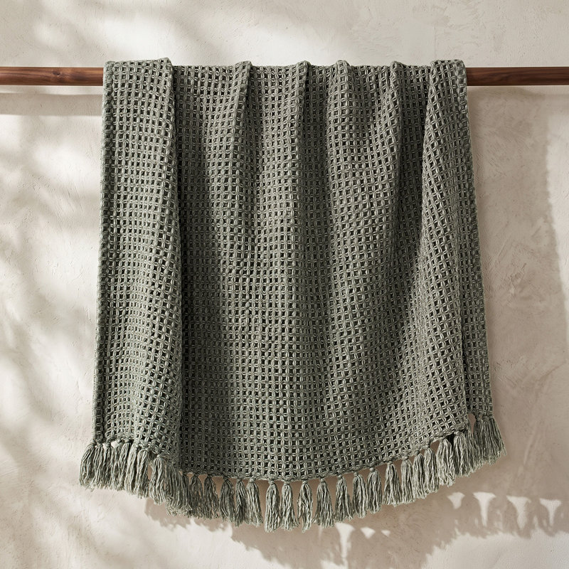 EverGrace Cozy Soft Halo Waffle Throw Blanket, 60*80inch, Dried Thyme