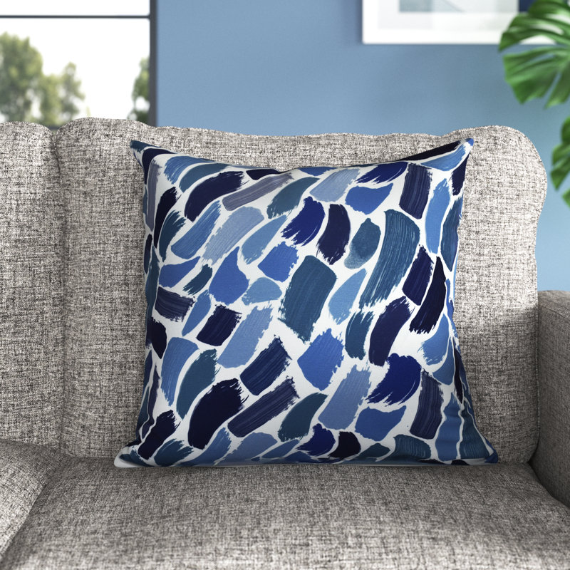 Goals, Gourds, And Gatherings Abstract Reversible Throw Pillow, 16"x16", Blue