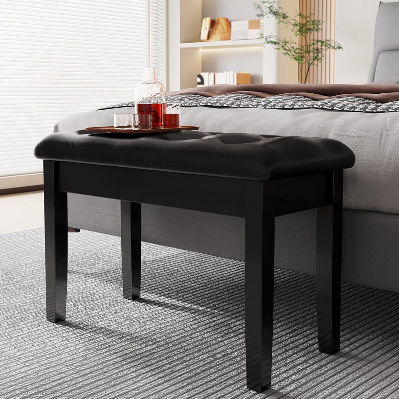 Leather Match Upholstered Storage Bench